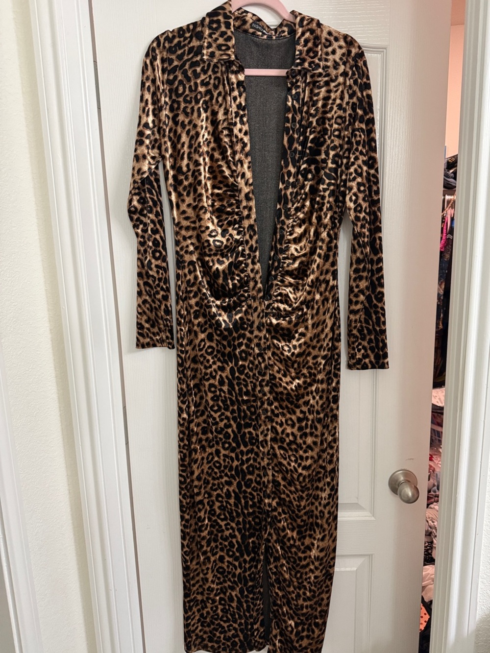 Fashion Nova Leopard Print Button-Up Maxi Dress - Brown & Black